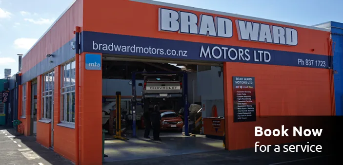 Brad Ward Motors Ltd workshop at 10A Moselle Avenue, Henderson, West Auckland, an MTA approved WOF and car servicing station